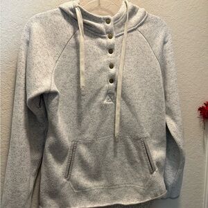 Thread & Supply Light Gray Hoodie with Button Accents Size M